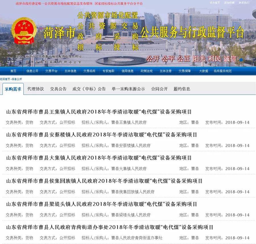 48412户！菏泽17个空气源热泵采购需求发布
